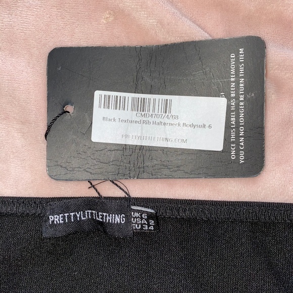 Black Textured Rib Halterneck Bodysuit - Picture 5 of 5